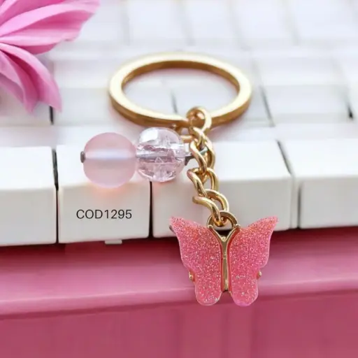 Llavero de mariposa rosa