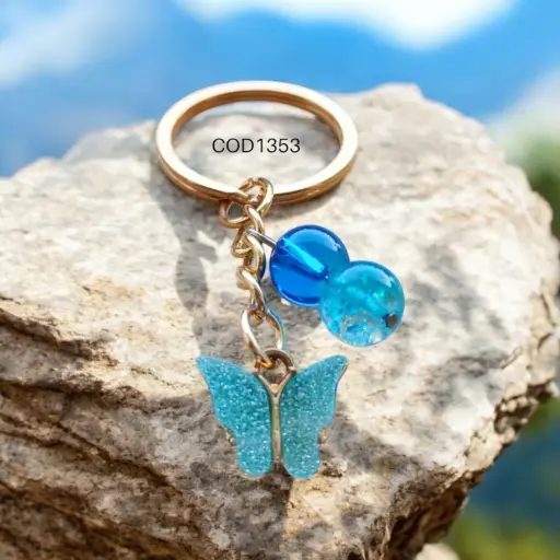 Llavero de mariposa celeste